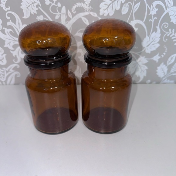 Vintage Set Amber‎ Glass Apothecary Jar Container Made in Belgium - Picture 1 of 6
